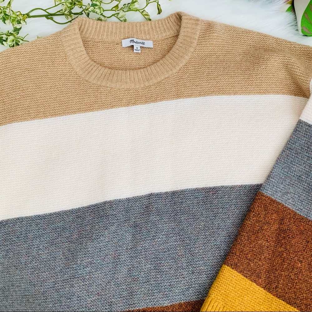 Madewell Color Block Stripe Sweater Size Medium - image 3